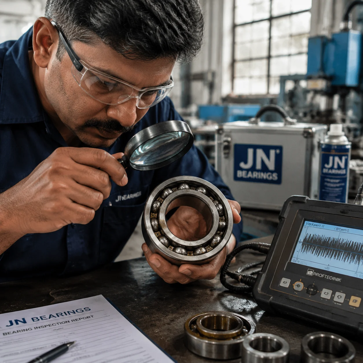 Analyzing ball bearing vibration signals