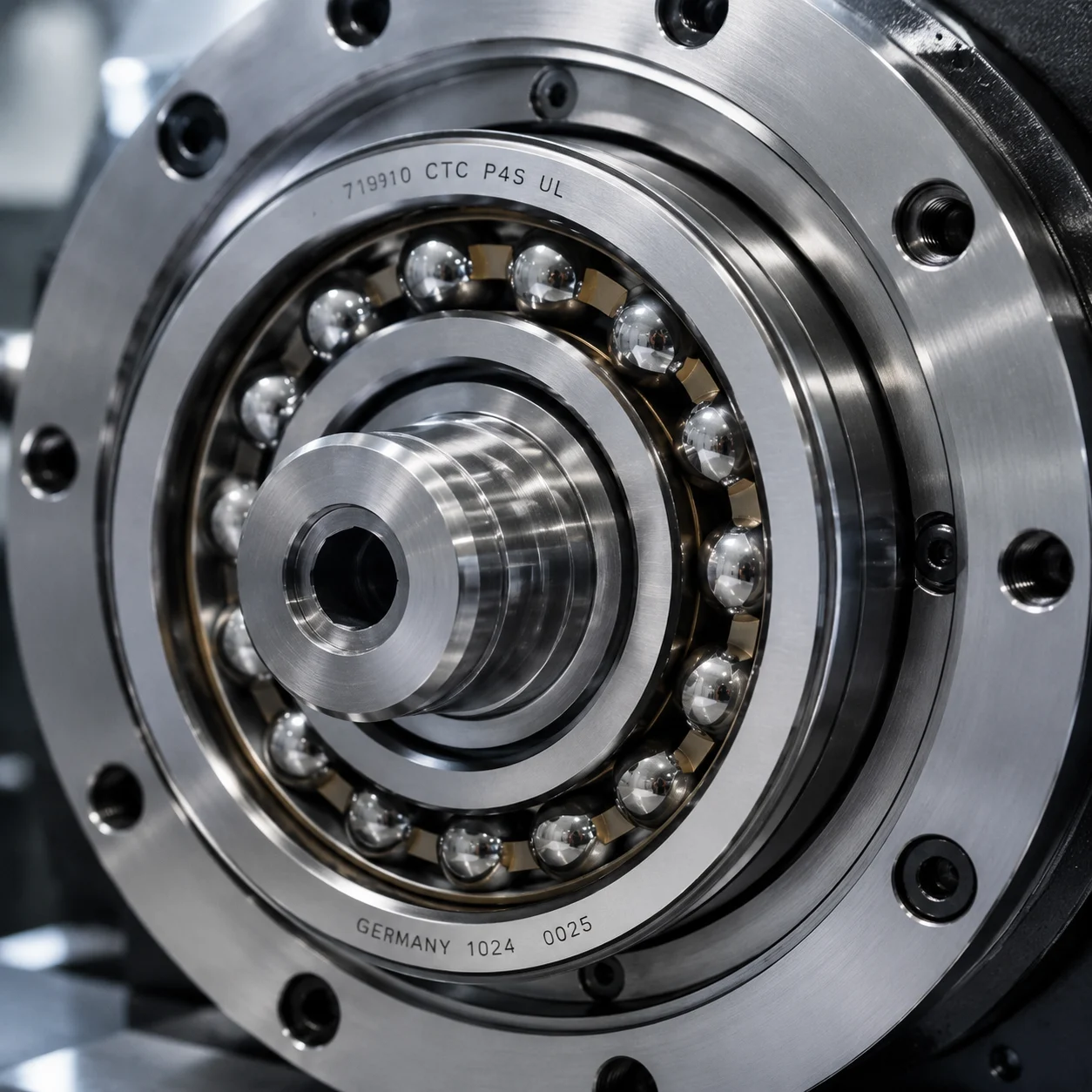 Angular contact ball bearing internal cross-section detailing the specific contact angle and raceway offset