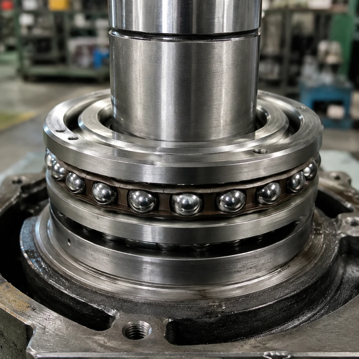 Axial load versus radial load acting on thrust ball bearings