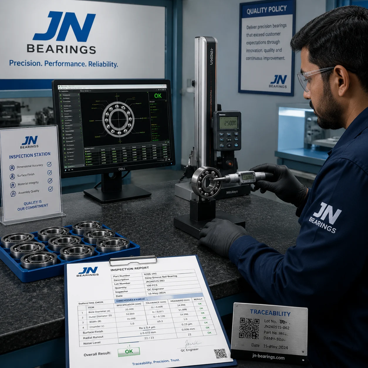 Ball bearing assembly and cleaning process in controlled environment