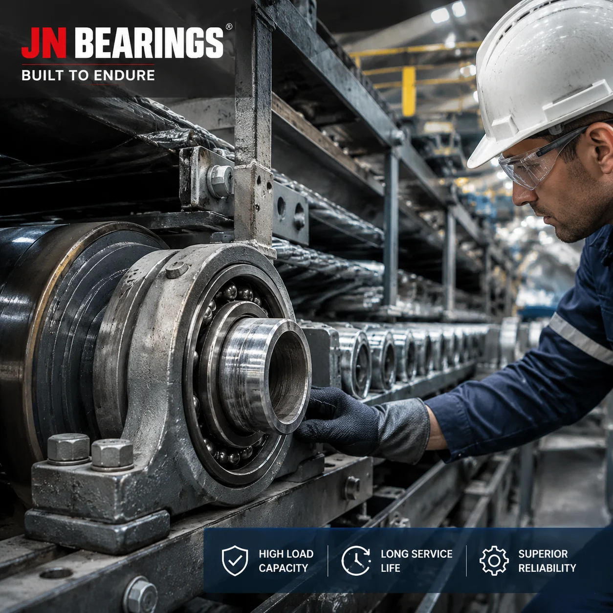 Ball bearings used in heavy industrial machinery