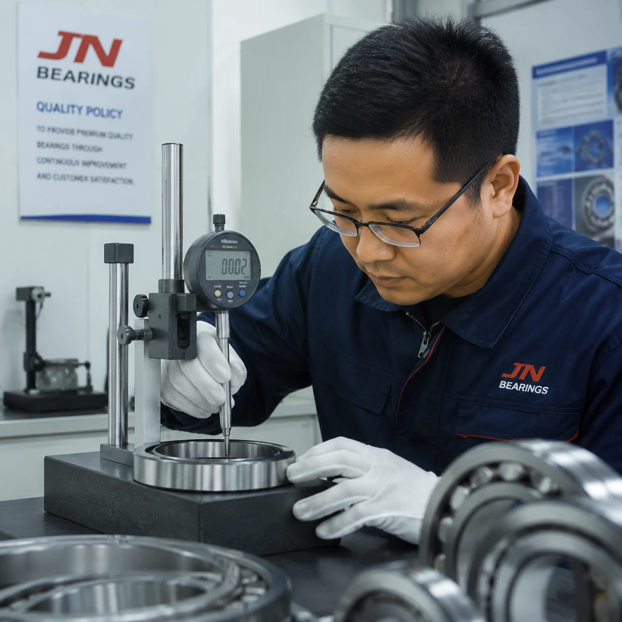 Bearing quality inspection and measurement process in JN Bearings laboratory
