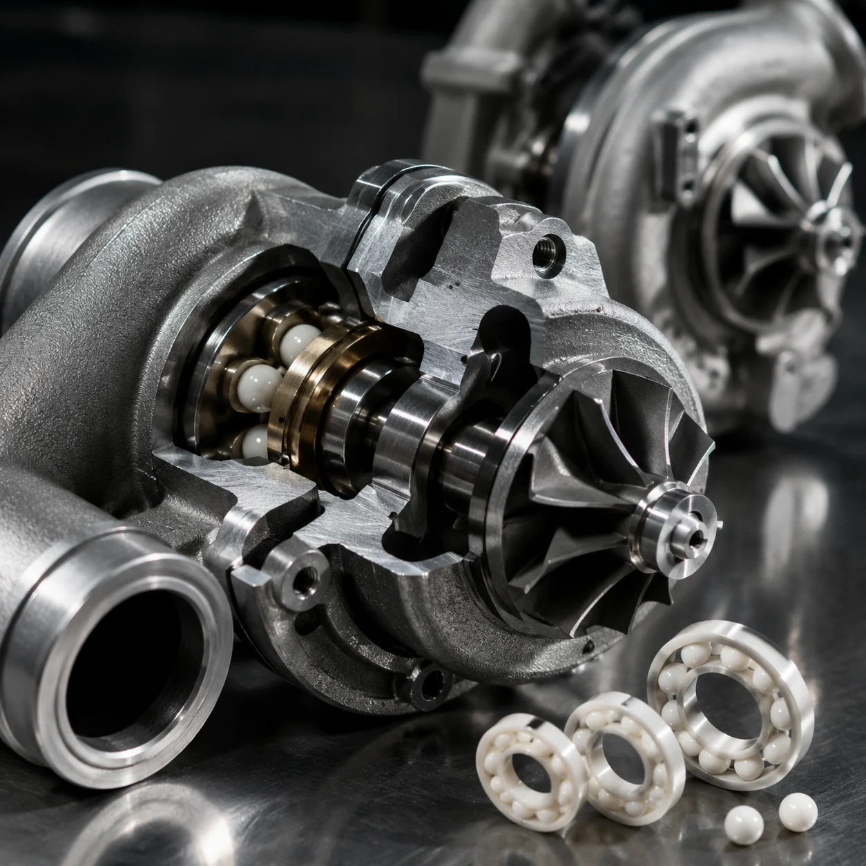 Ceramic ball bearings for aerospace turbochargers and high-speed spindles