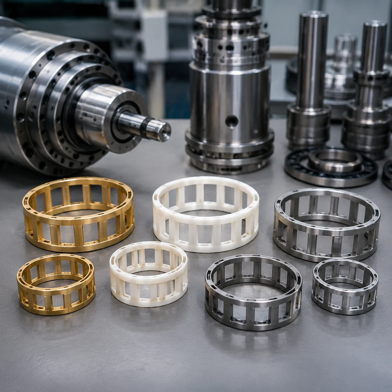 Close-up of a precision engineered ABEC-7 angular contact spindle bearing