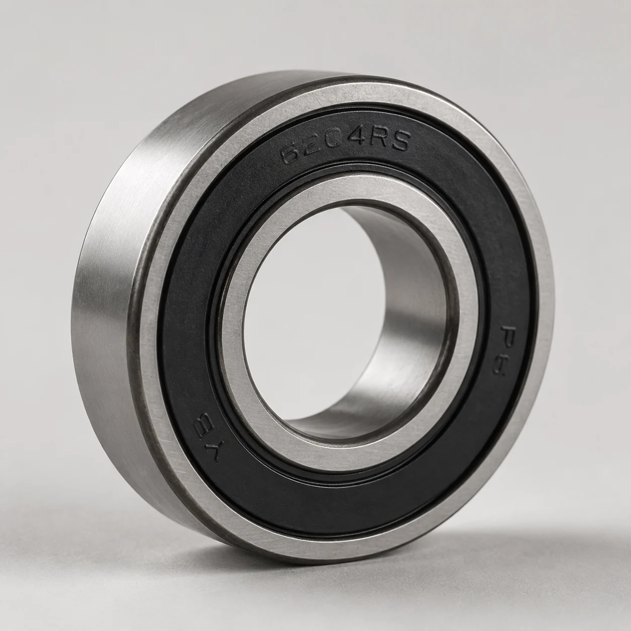 Close-up of a rubber sealed micro radial deep groove ball bearing