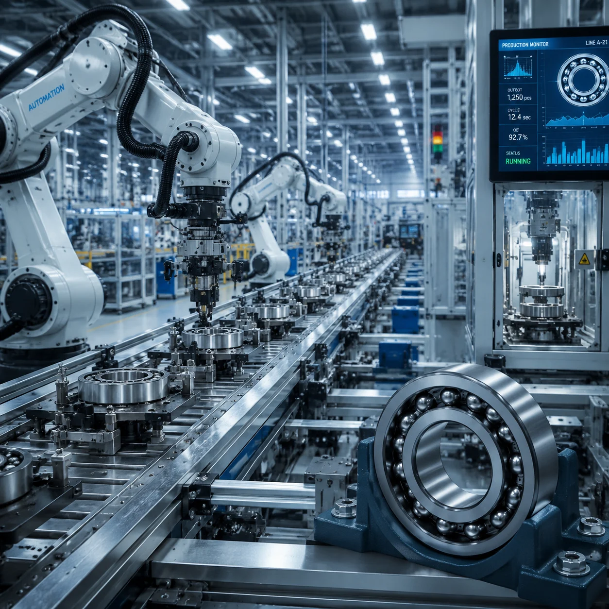 Continuous operation bearings for automated production lines
