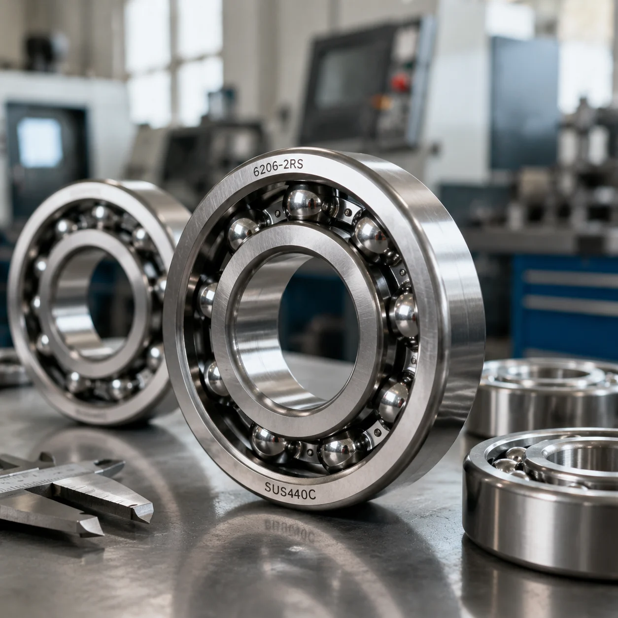 Corrosion-resistant stainless steel ball bearings for food processing and bottling lines
