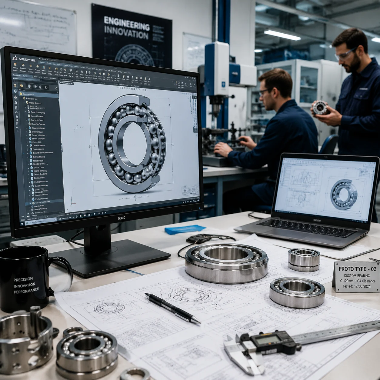 Custom bearing CAD model and prototype rendering for OEM manufacturing