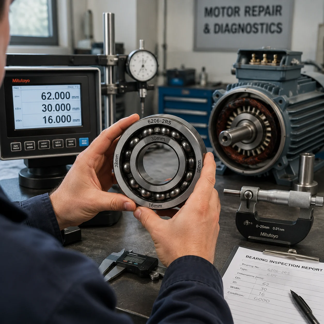 Electric motor bearing replacement inquiry and sourcing process