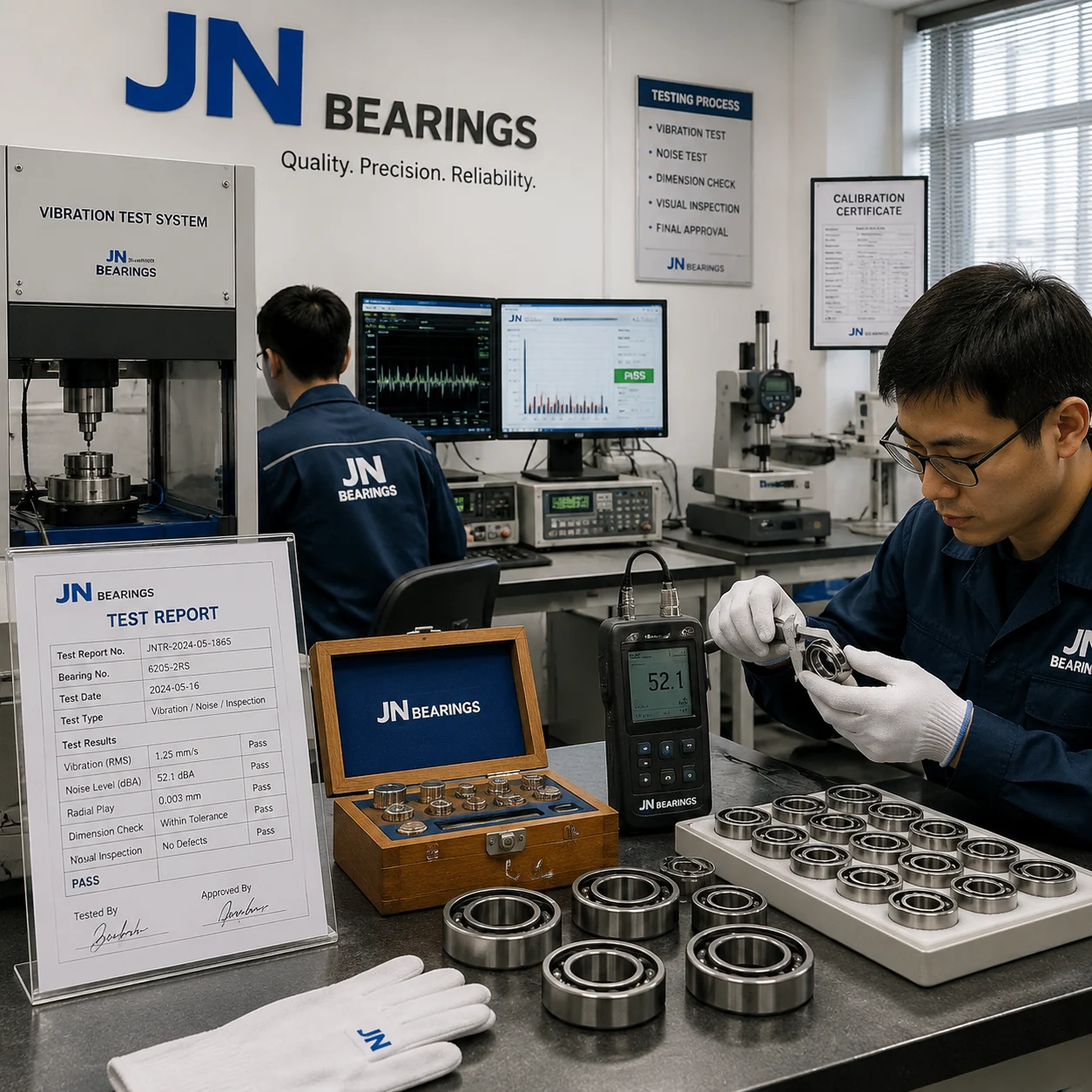 Final quality inspection and bearing test reporting