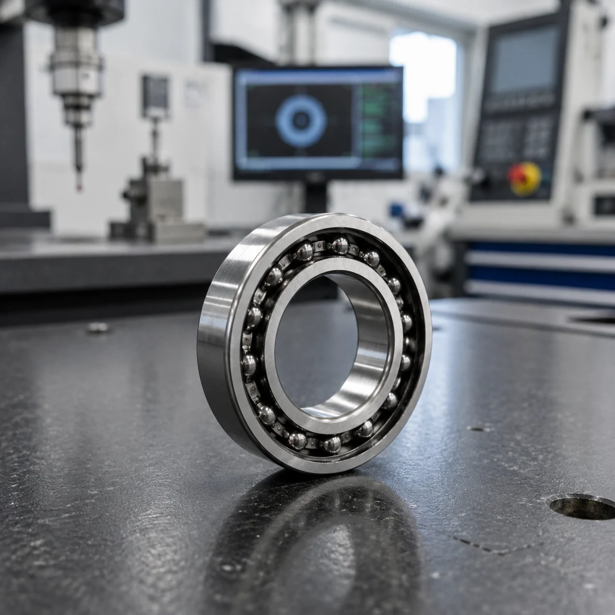 High-precision miniature ball bearing with super-finished raceway for low noise performance