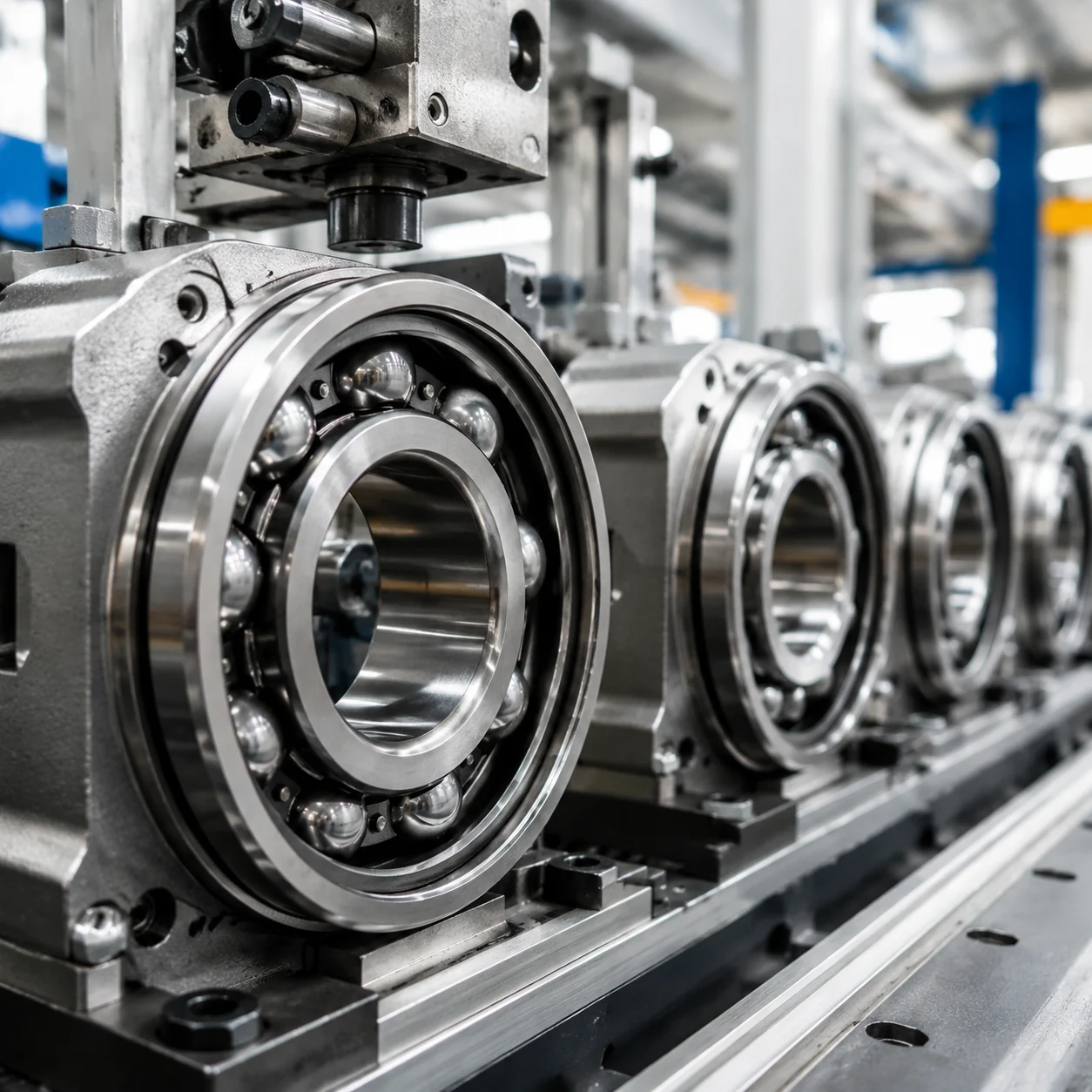 High-speed deep groove ball bearings in industrial production line