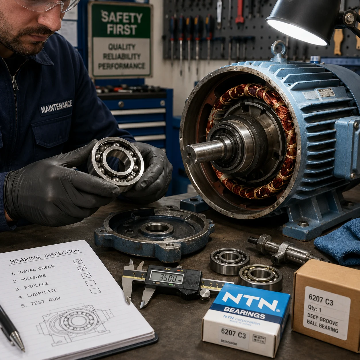 How to replace electric motor bearings