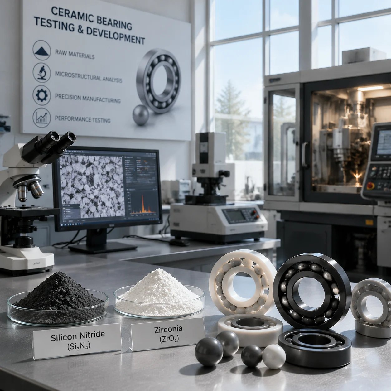 JN Bearings ceramic bearing material Si3N4 ZrO2 technical specifications