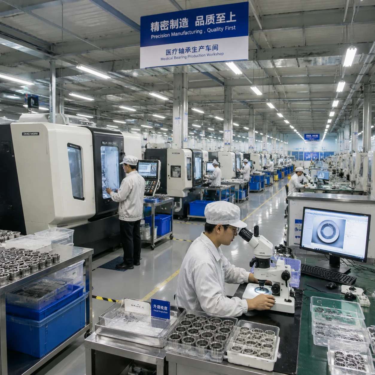 JN Bearings factory floor with advanced CNC and quality inspection equipment