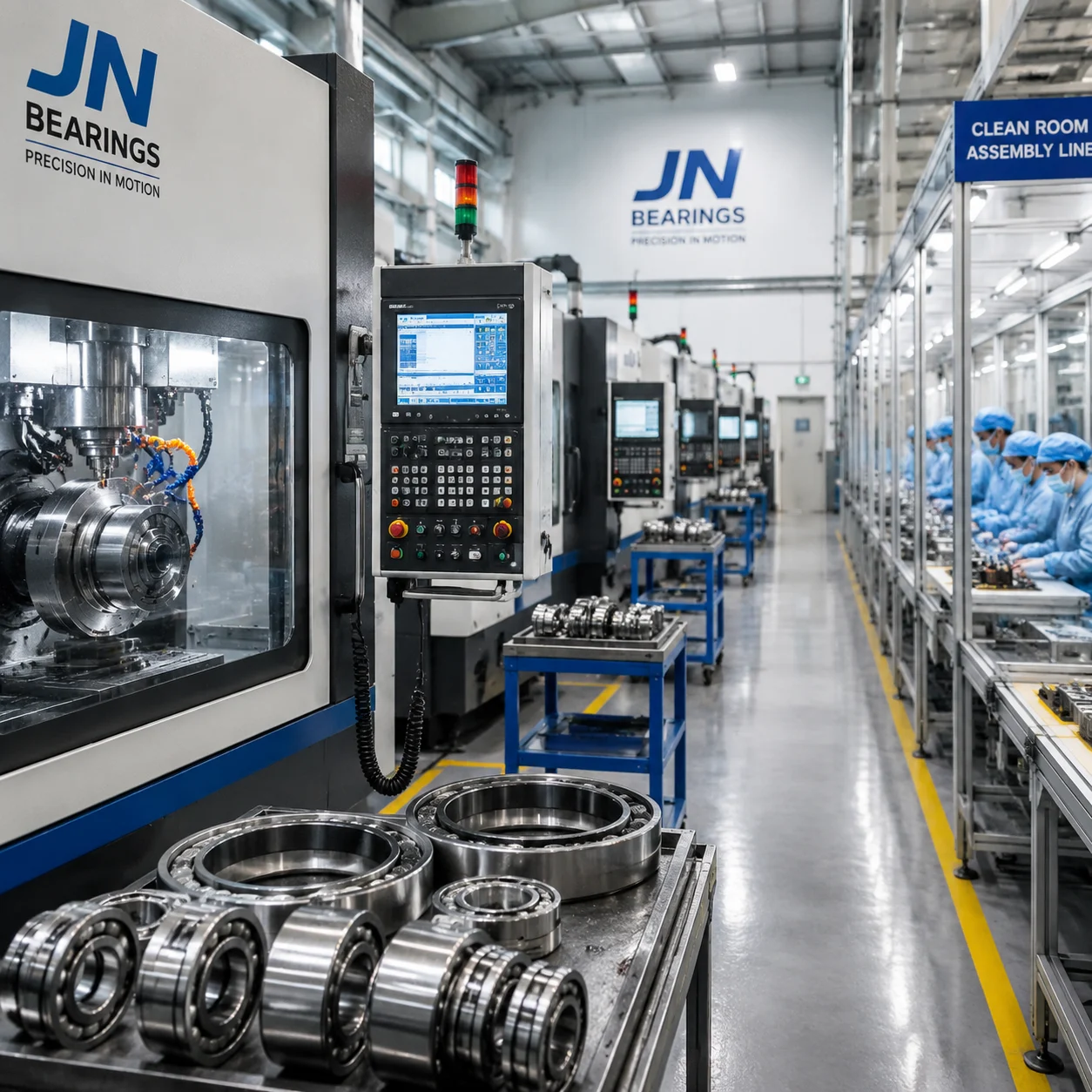 JN Bearings modern production facility showcasing automated manufacturing lines