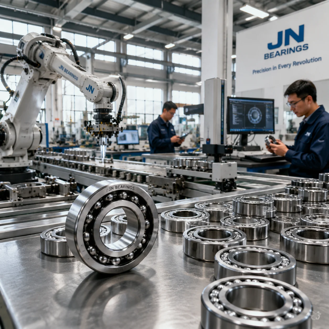 JN Bearings precision manufacturing floor with industrial bearing production