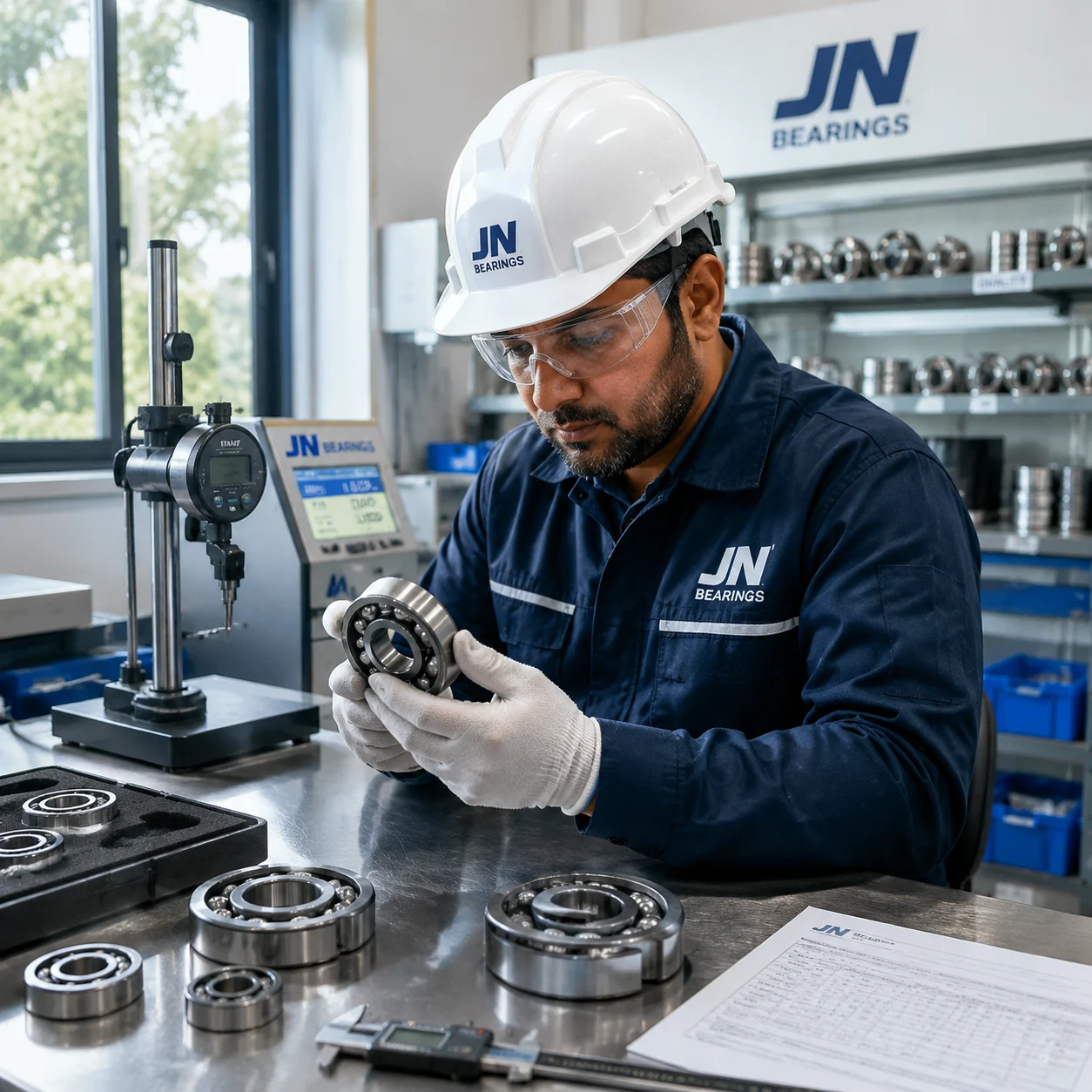 JN Bearings quality control inspection and batch verification
