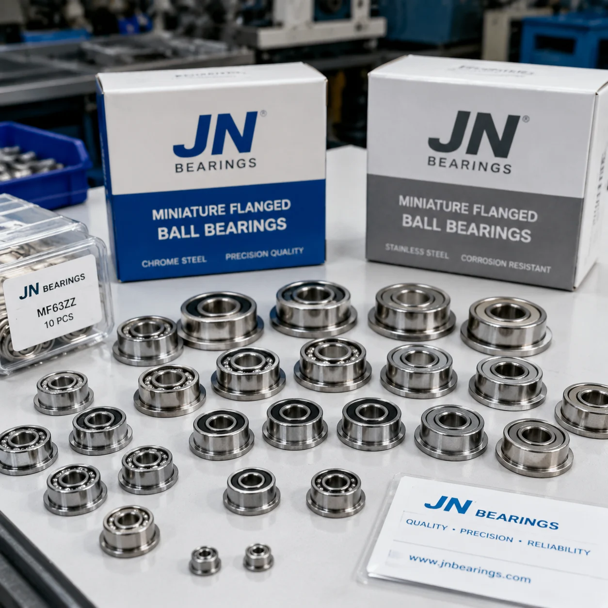 MF-Series miniature flanged ball bearings with strict ABEC tolerance by JN Bearings
