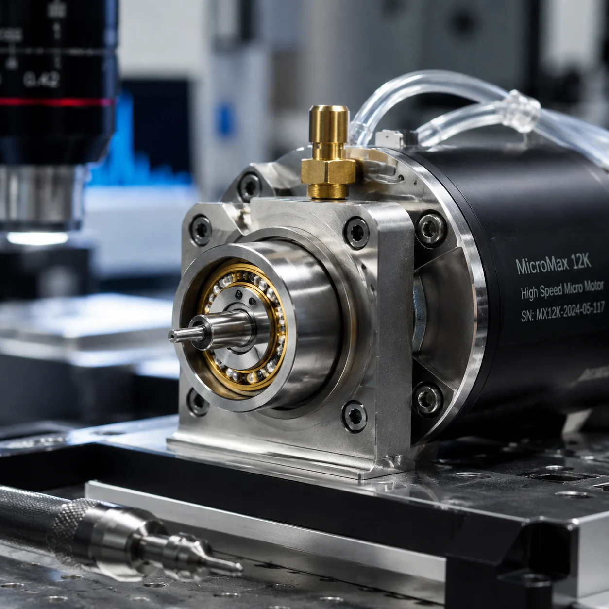 Miniature angular contact bearing designed for high-speed micro motor applications