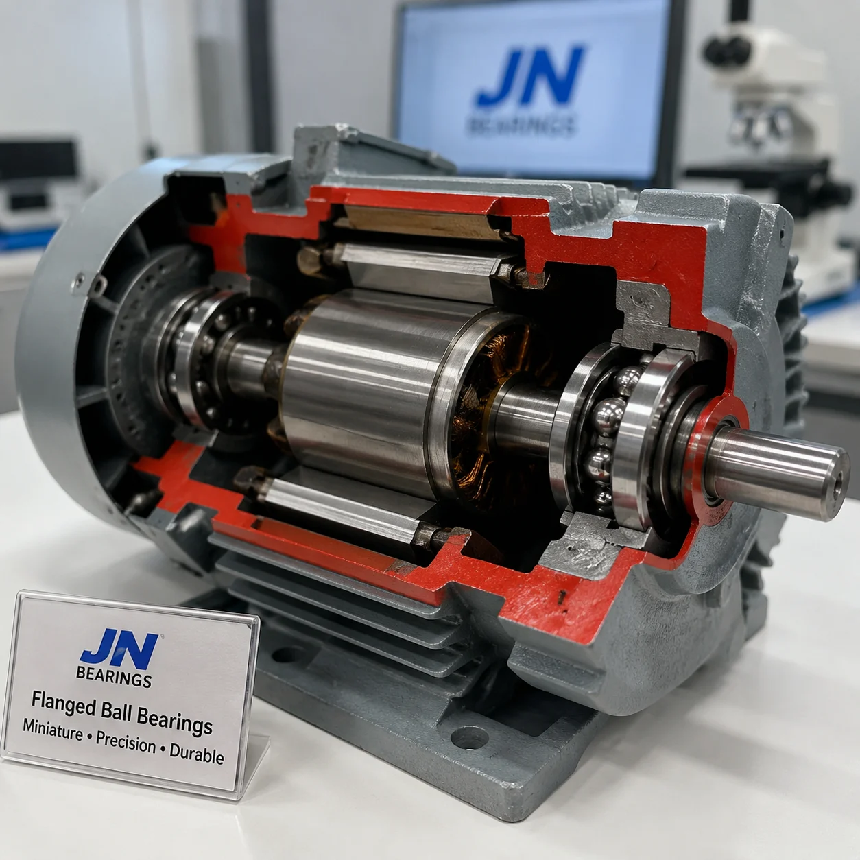 Miniature flanged ball bearings used for precision compact motors and instruments
