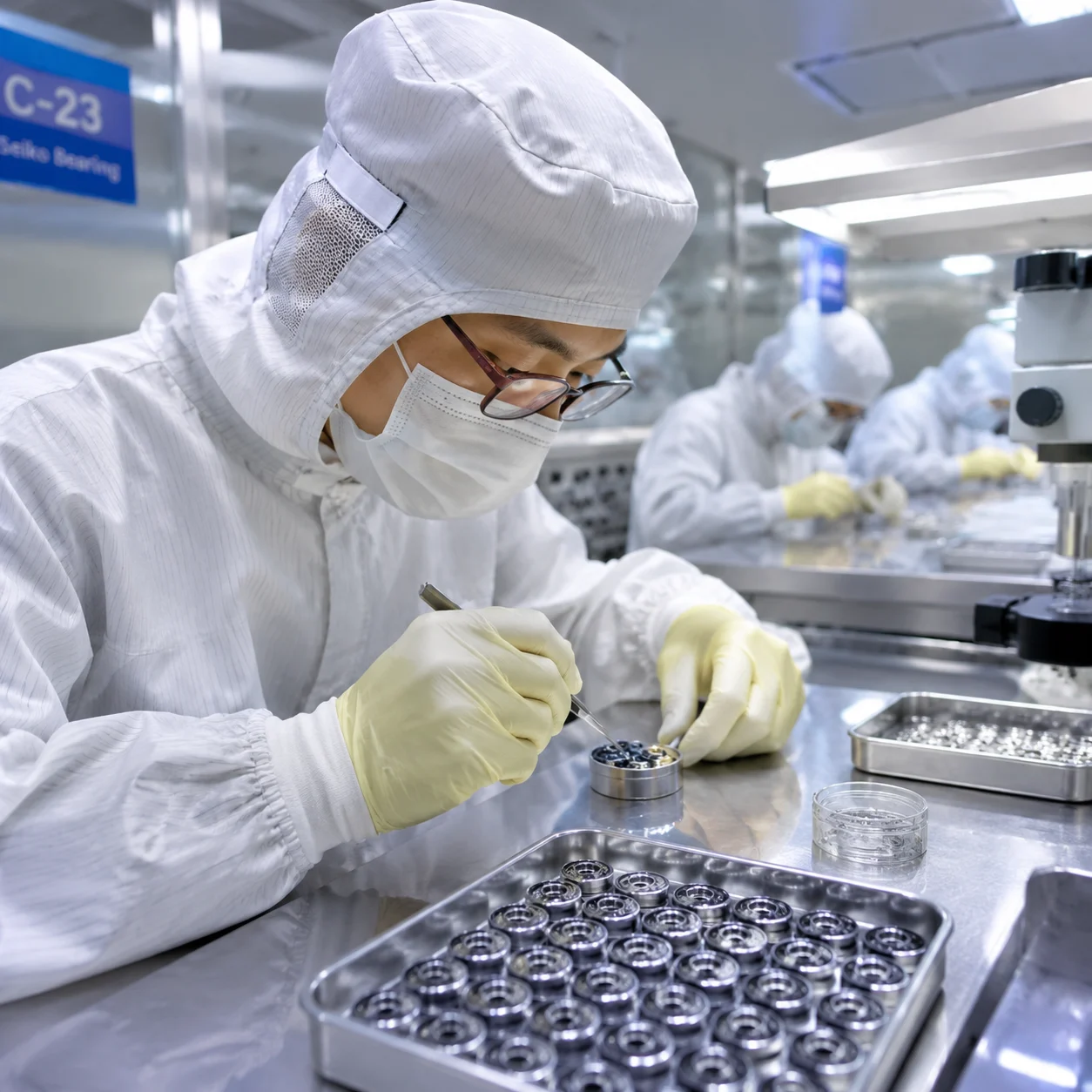 Miniature precision bearing cleanroom assembly process at JN Bearings