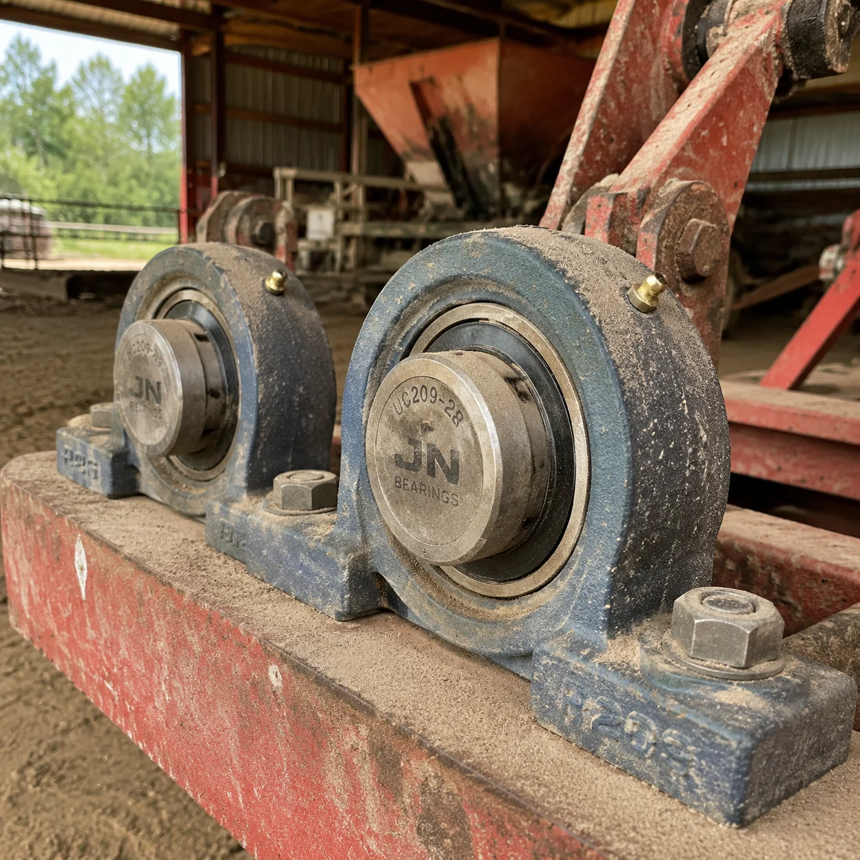 Mounted pillow block bearings used in agricultural machinery