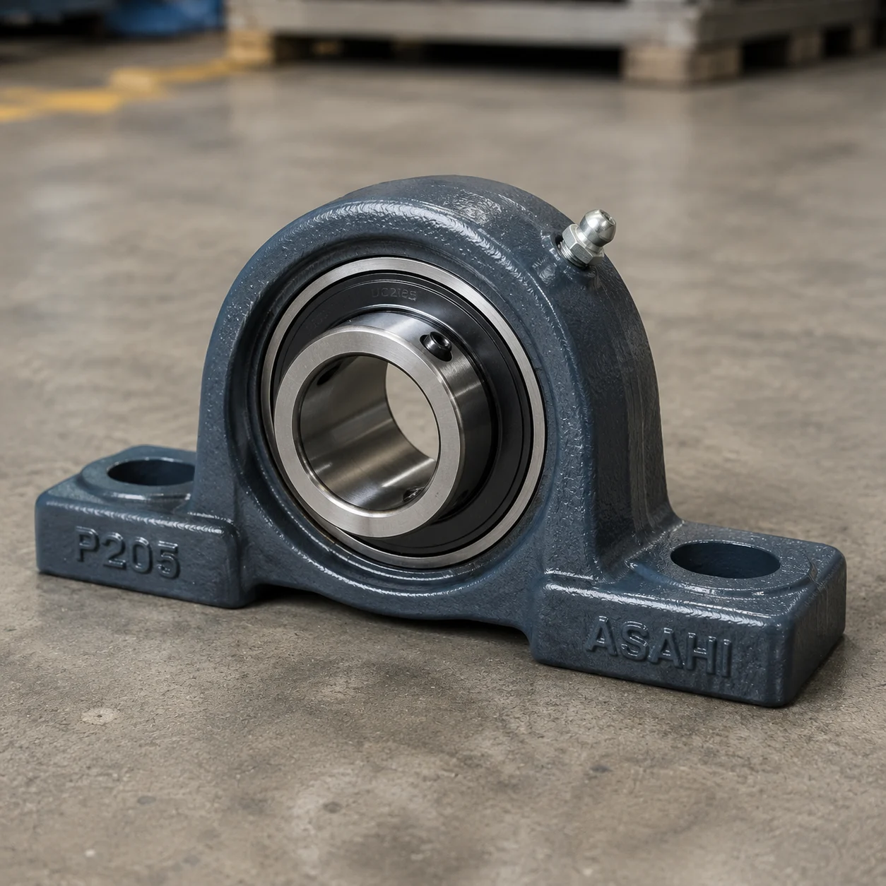 Pillow block bearing unit showing housing and insert assembly