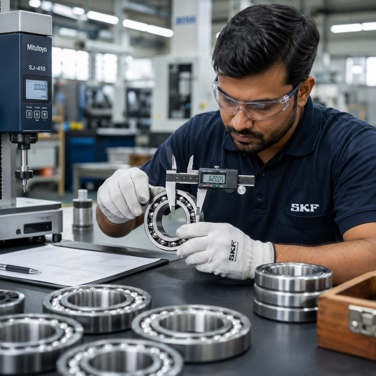 Precision manufacturing quality control inspection at JN Bearings