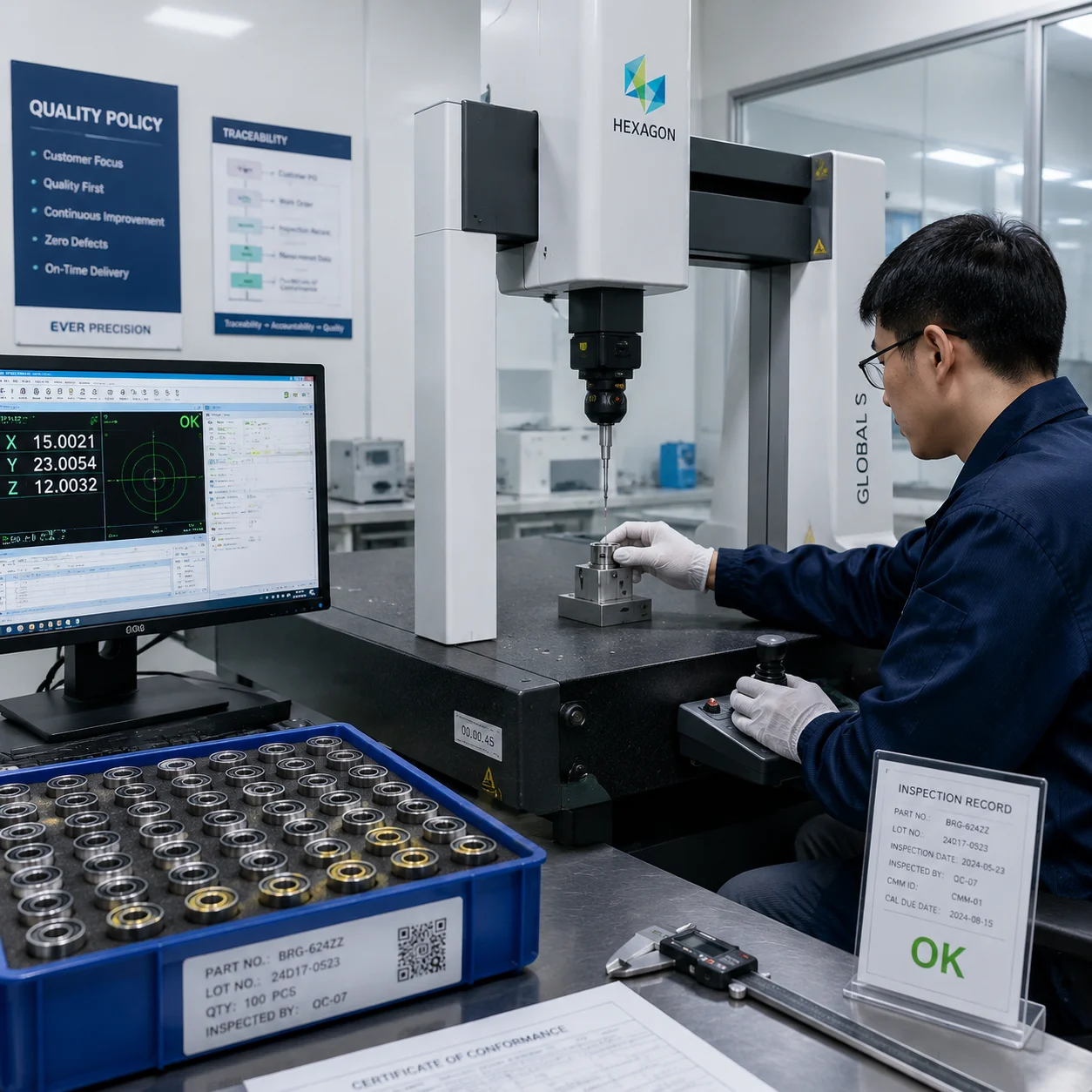 Precision miniature radial ball bearings manufactured to metric dimensions and ABEC tolerances