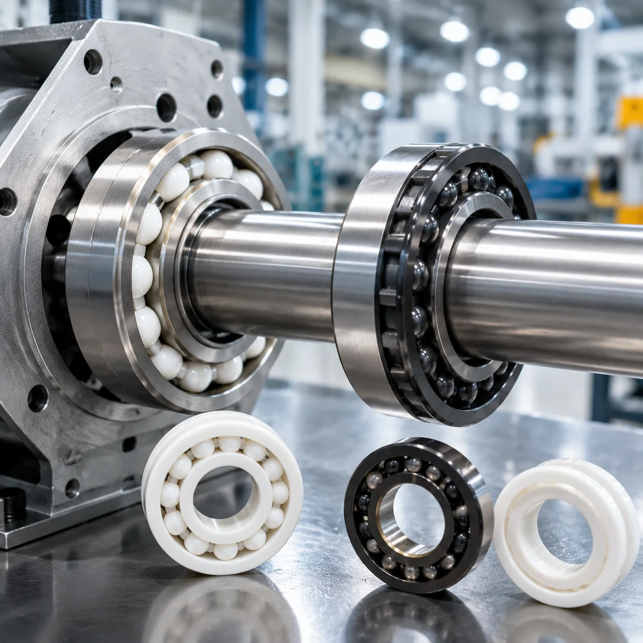 Stainless steel and ceramic bearings for special electric motors