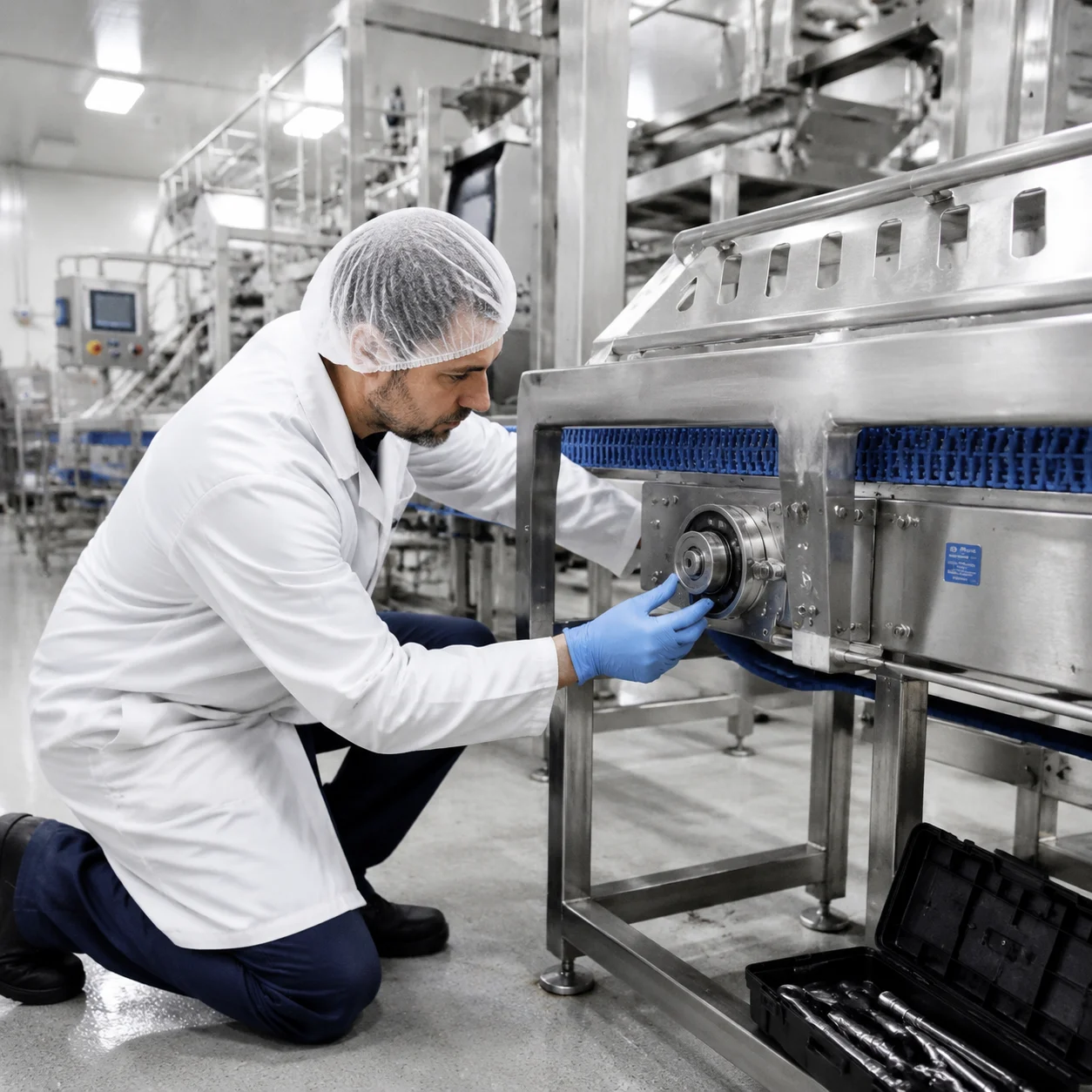 Stainless steel bearings for food processing machinery