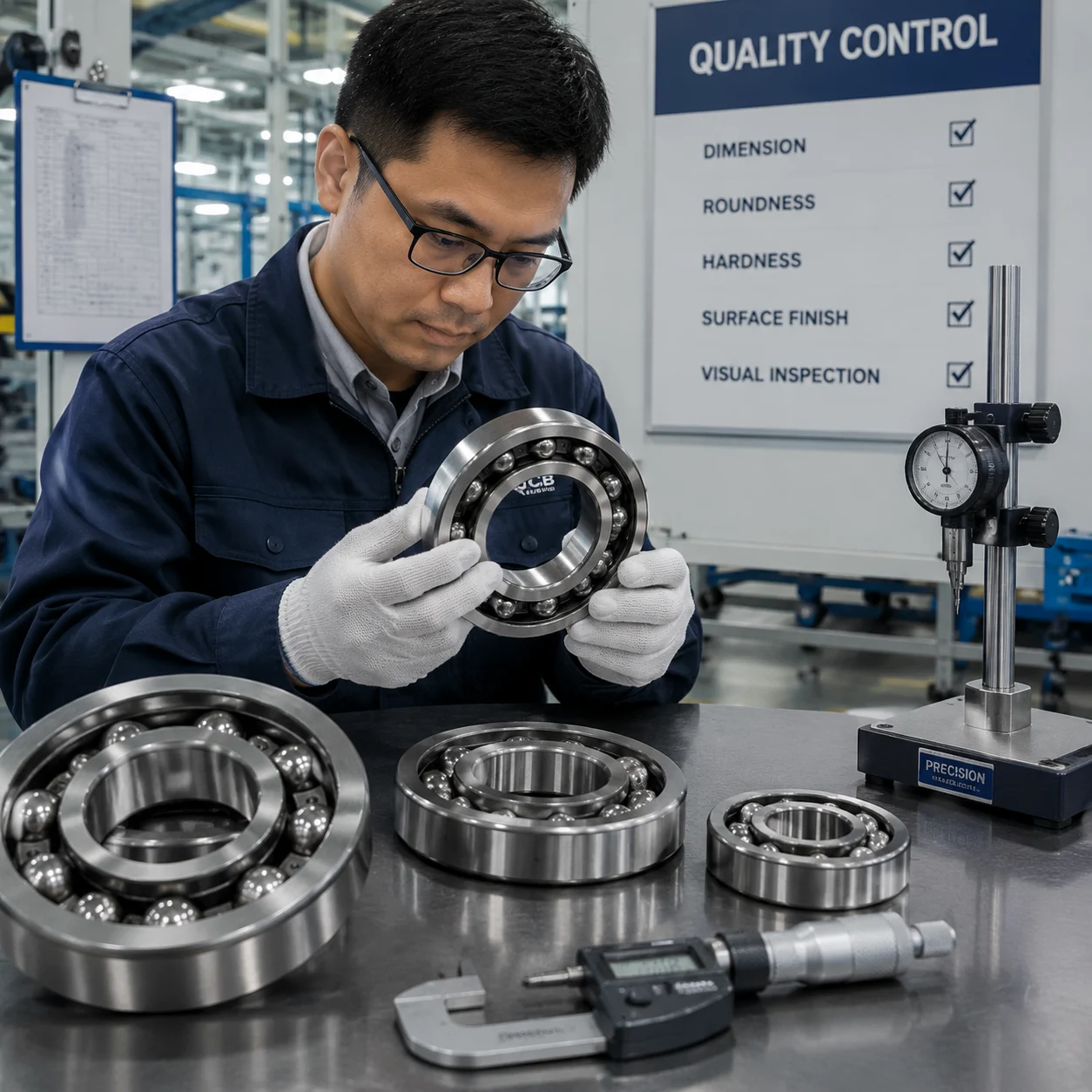 Strict quality control inspection for precision ball bearings