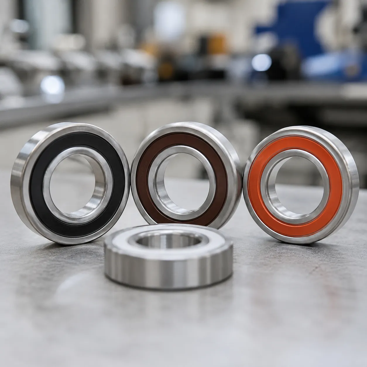 Sealed deep groove ball bearings NBR FKM silicone
