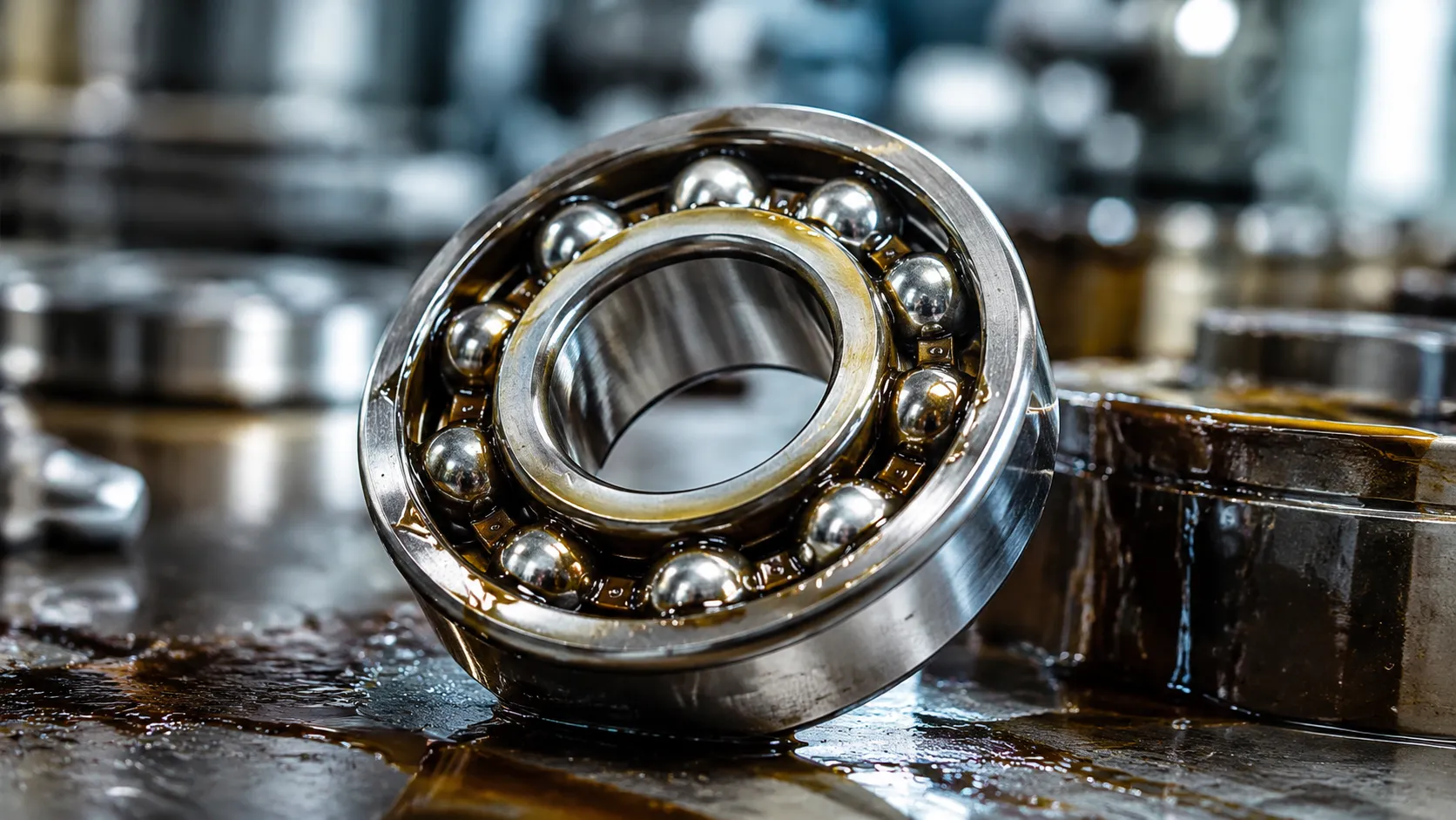 Oil lubricated deep groove ball bearing for high speed harsh environments
