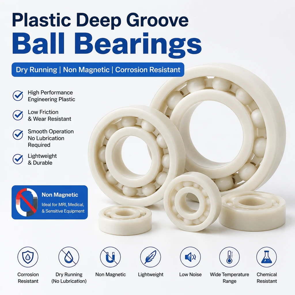 Plastic Deep Groove Ball Bearings Dry Running Non Magnetic